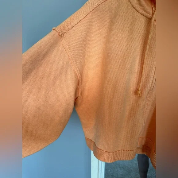 Aerie Orange Cropped Beach Party Zip up hoodie, size large, oversized, BNWT - Picture 4 of 11